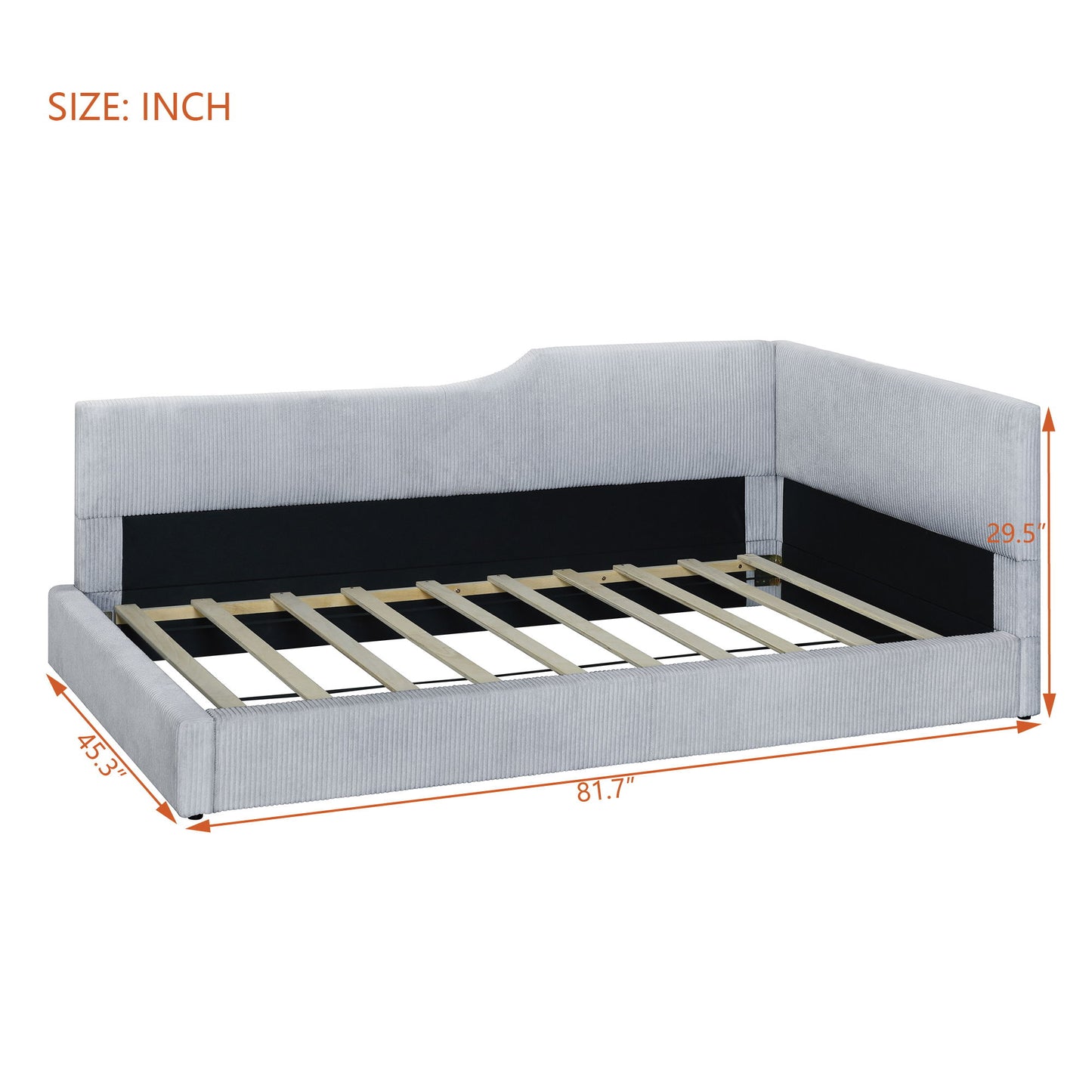 Twin Size L Shaped Upholstered Daybed - Gray