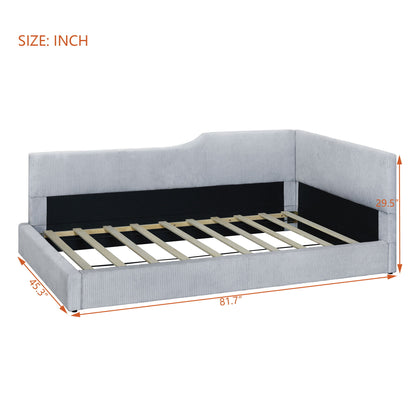 Twin Size L Shaped Upholstered Daybed - Gray