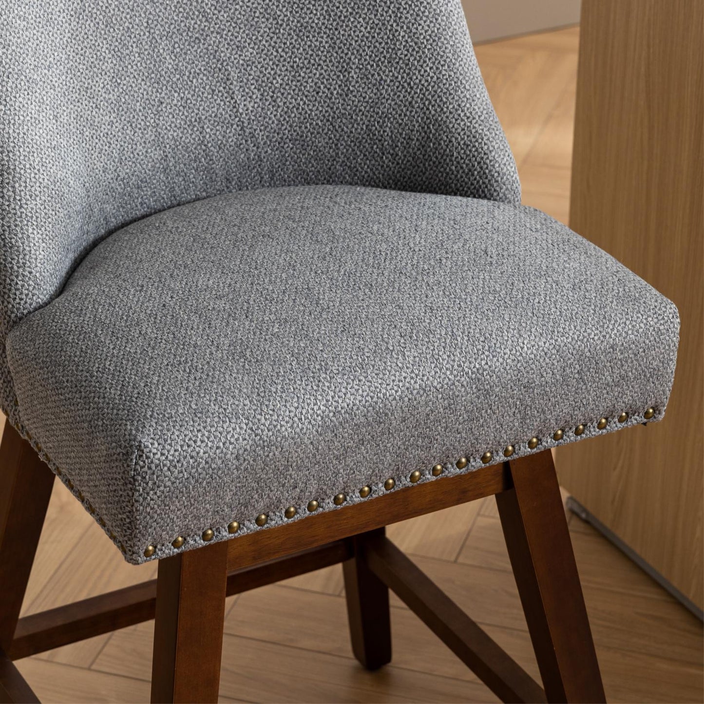 Counter Height Swivel Barstools, 26'' H Seat Height Upholstered Bar Stools (Set of 2), Fabric - Gray