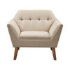 Mid - Century Lounge Chair With Button Tufting Polyester And Pecan Wood - Beige