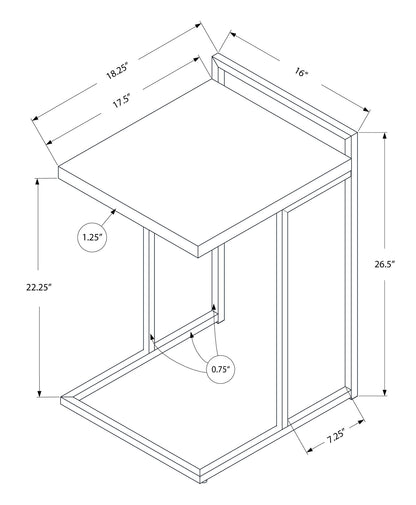 Accent Table, C - Shaped, Versatile Design - Black