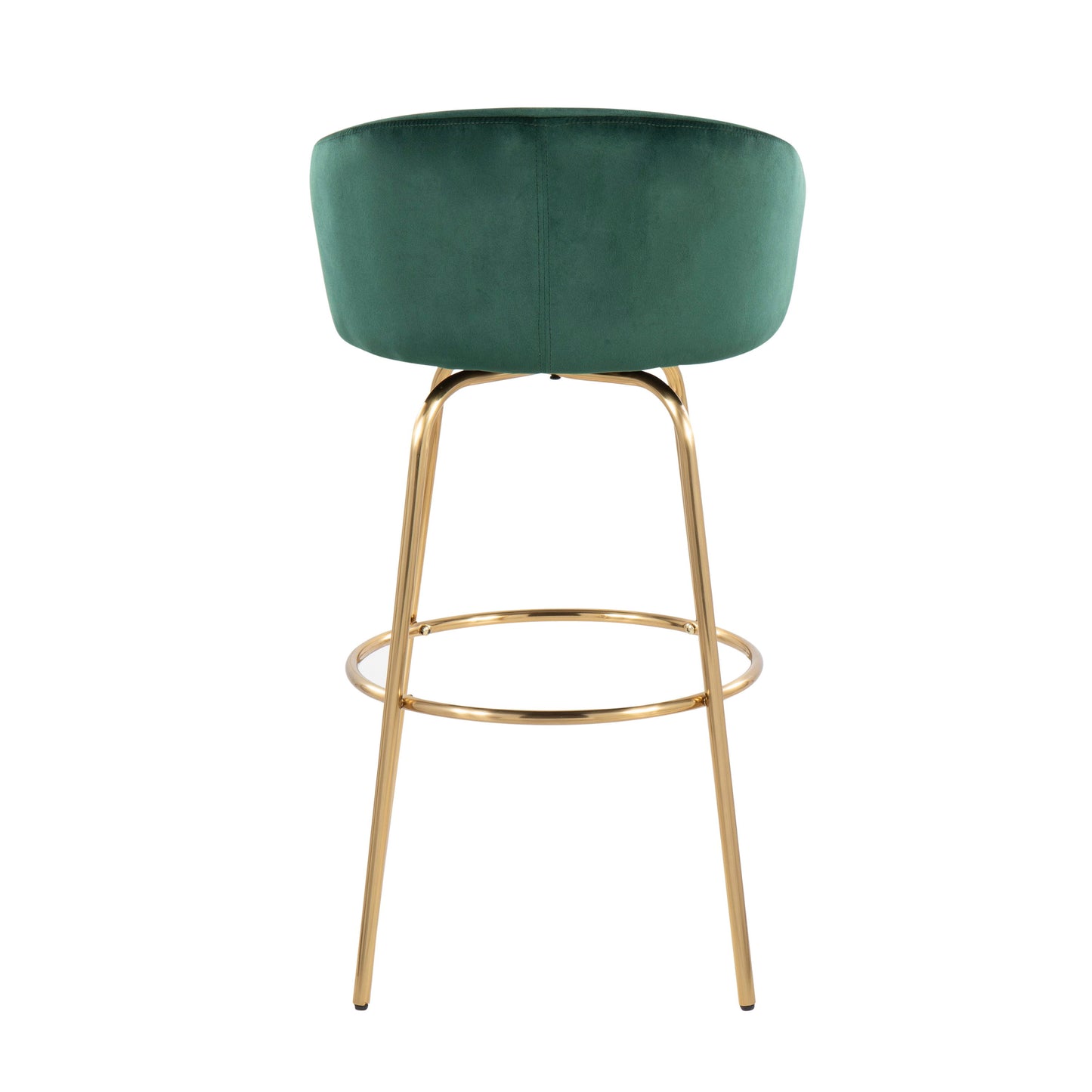 Claire - Contemporary / Glam Fixed Height Bar Stool Round Footrest (Set of 2) - Green / Gold