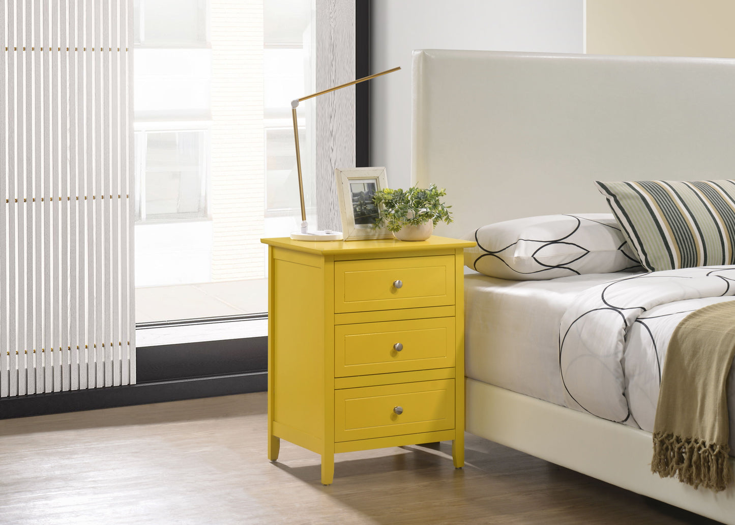Transitional Nightstand For Bedrooms - Yellow