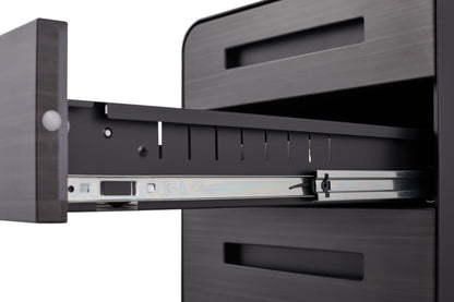 3 Drawer Mobile File Cabinet Under Desk Office, Simple Style Versatile Storage Cabinet, 5 Wheel Design Anti-Tilting Cold Rolled Steel Waterproof Moisture-Proof - Black