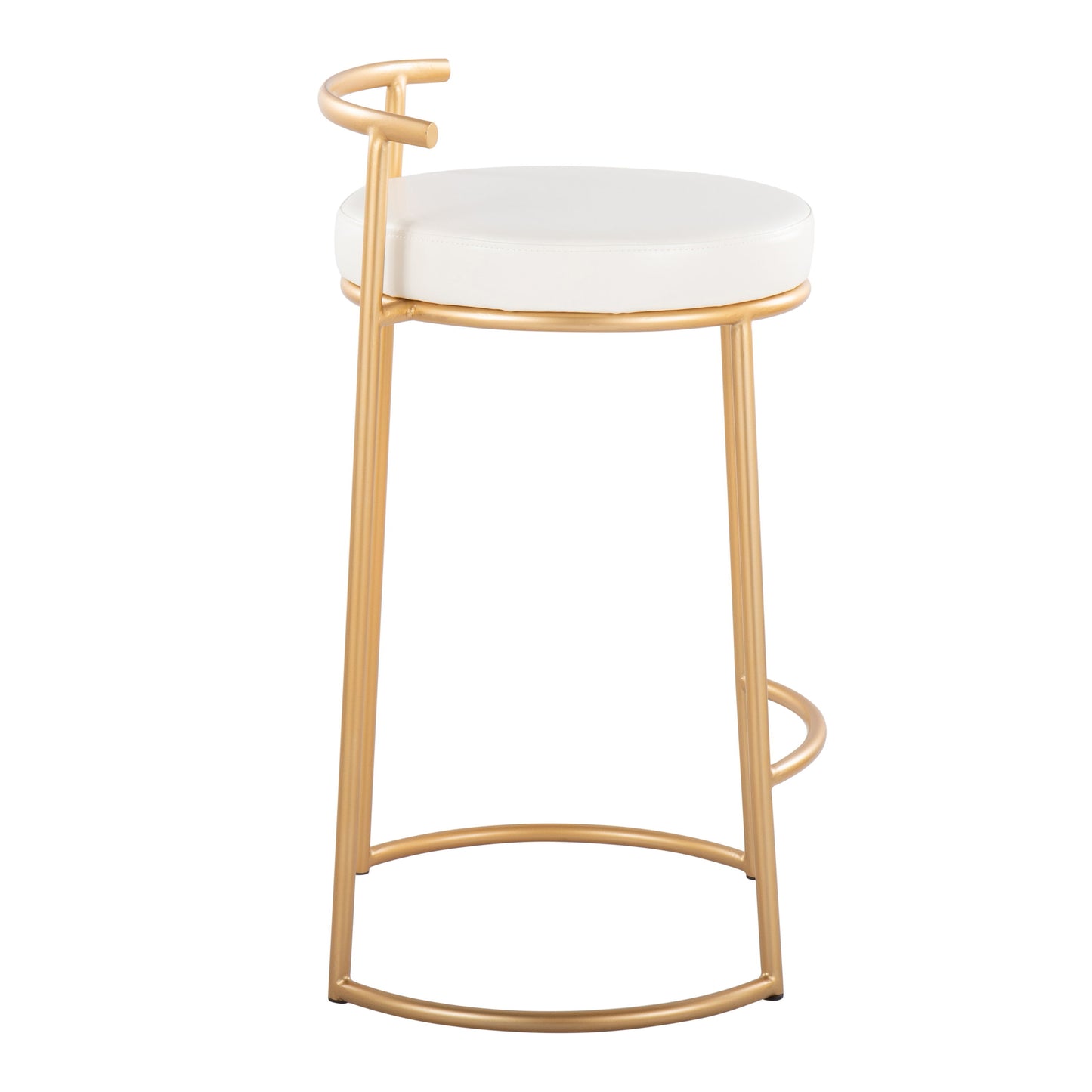 Fuji - Round Contemporary Fixed Height Counter Stool (Set of 2) - Gold / White