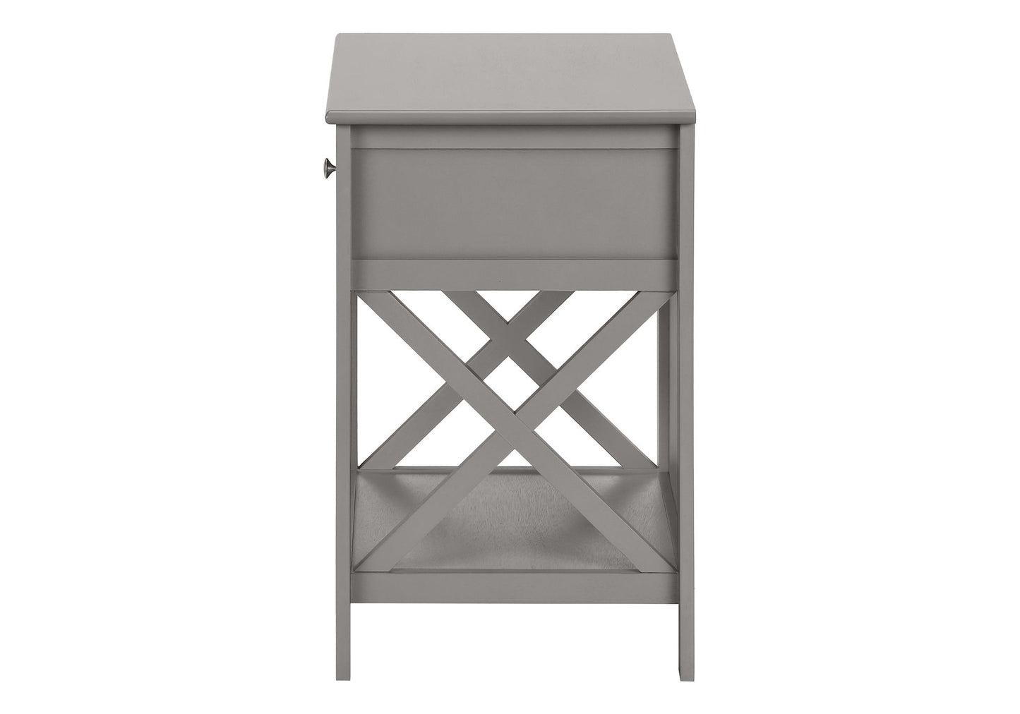 Accent End Table, 2 Tier, Storage Drawer, Transitional - Gray