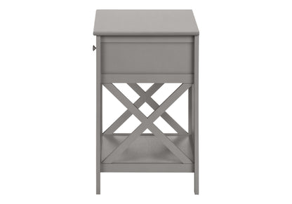 Accent End Table, 2 Tier, Storage Drawer, Transitional - Gray