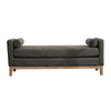 Elegant Upholstered Bench, Daybed, Ottman With Wood Legs & 2 Bolster Pillows For Bedroom, Living Room, Entryway - Gray