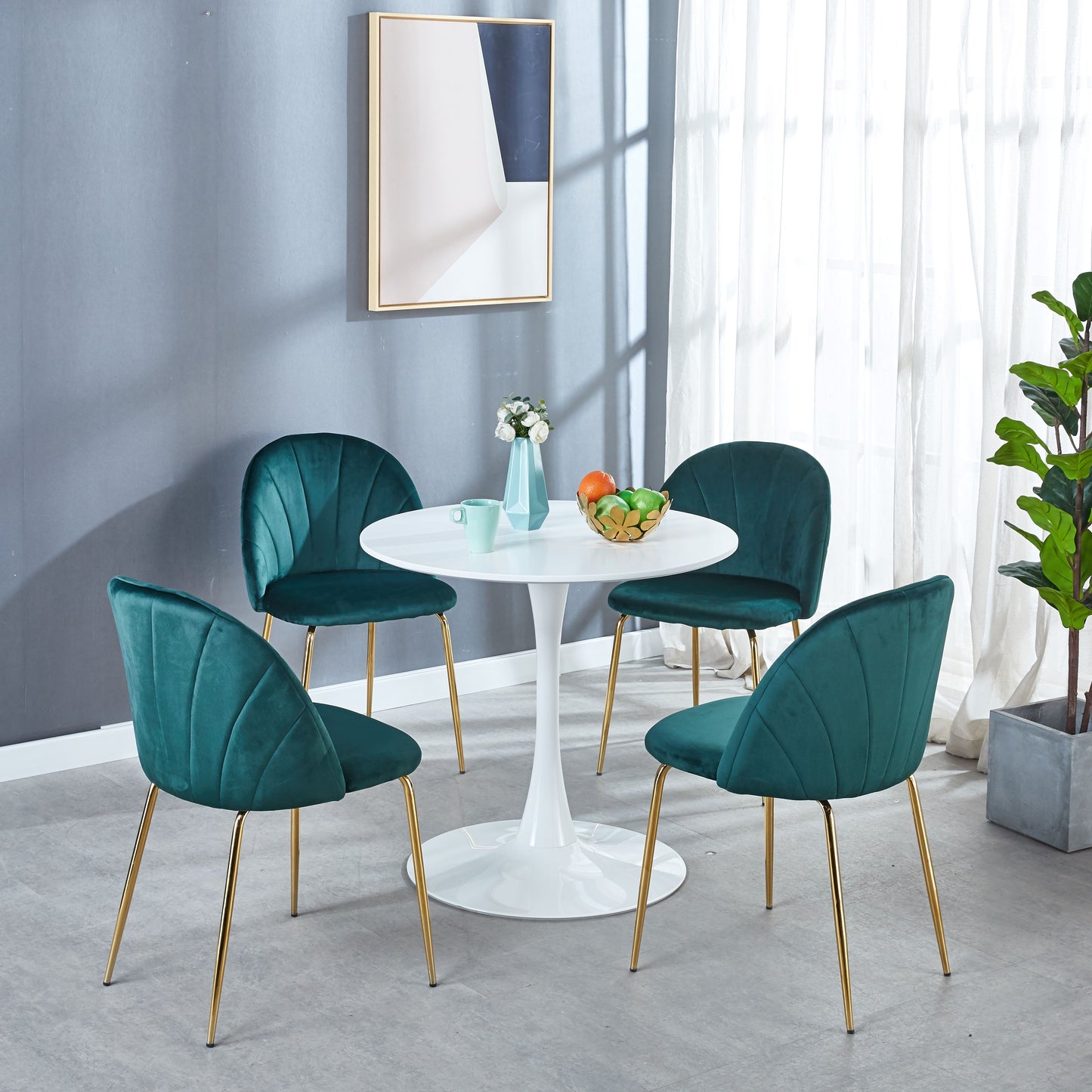 Tulip Table Mid-Century Dining Table For 2-4 People With Round MDF Table Top, Pedestal Dining Table, End Table Leisure Coffee Table - White