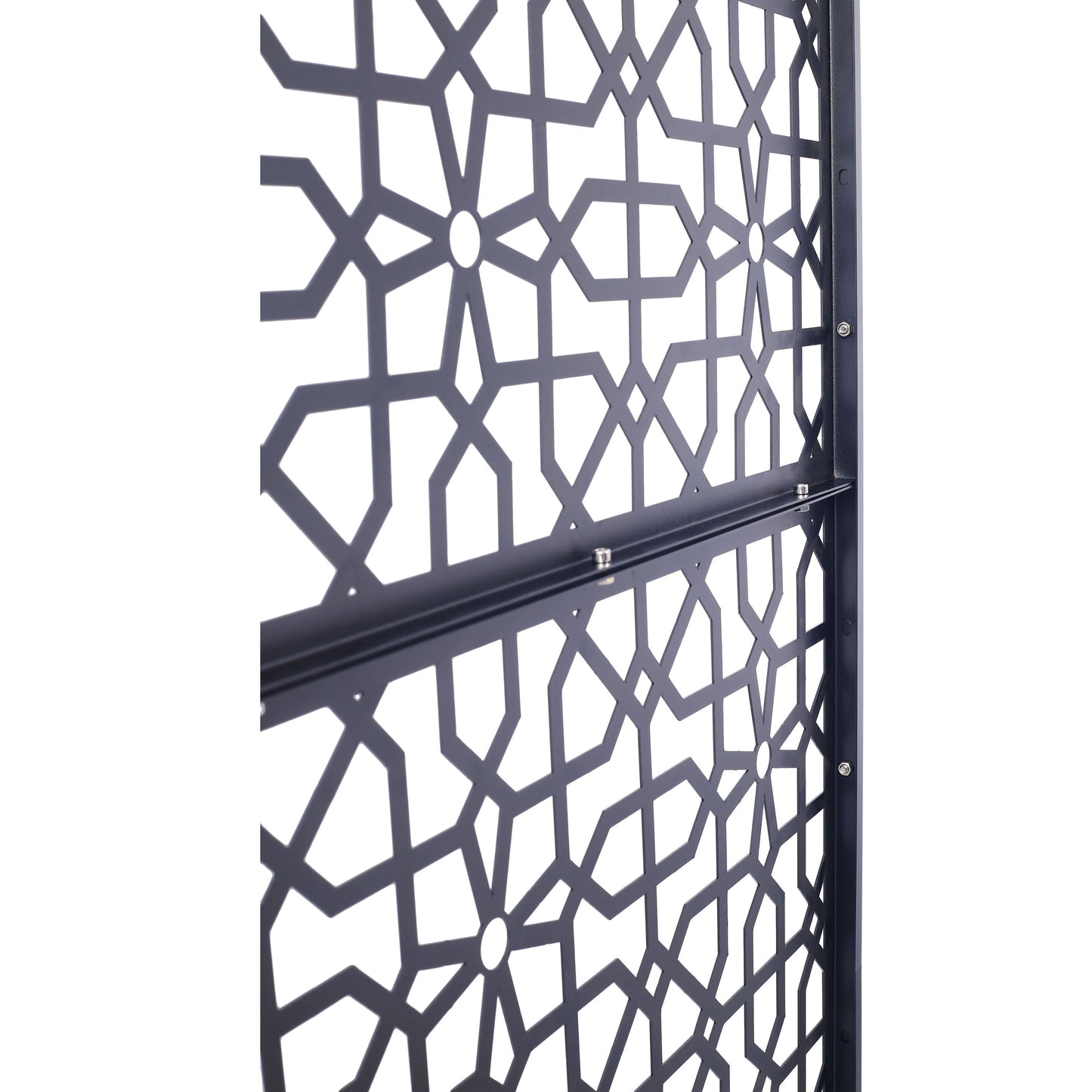 Outdoor & Indoor Privacy Screen Metal Privacy Screen Freestanding Decorative Privacy Screen Steel - Black