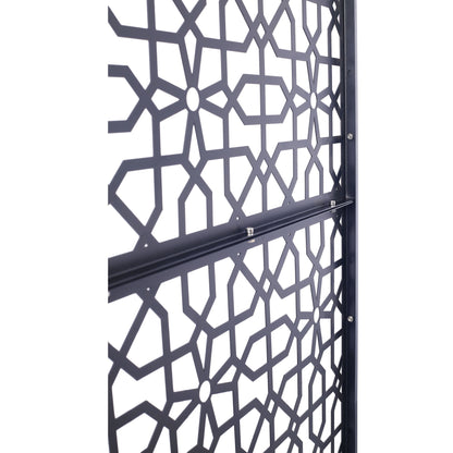 Outdoor & Indoor Privacy Screen Metal Privacy Screen Freestanding Decorative Privacy Screen Steel - Black