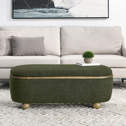 Modern Storage Ottoman Bench Upholstered Seating With Storage - Dark Green