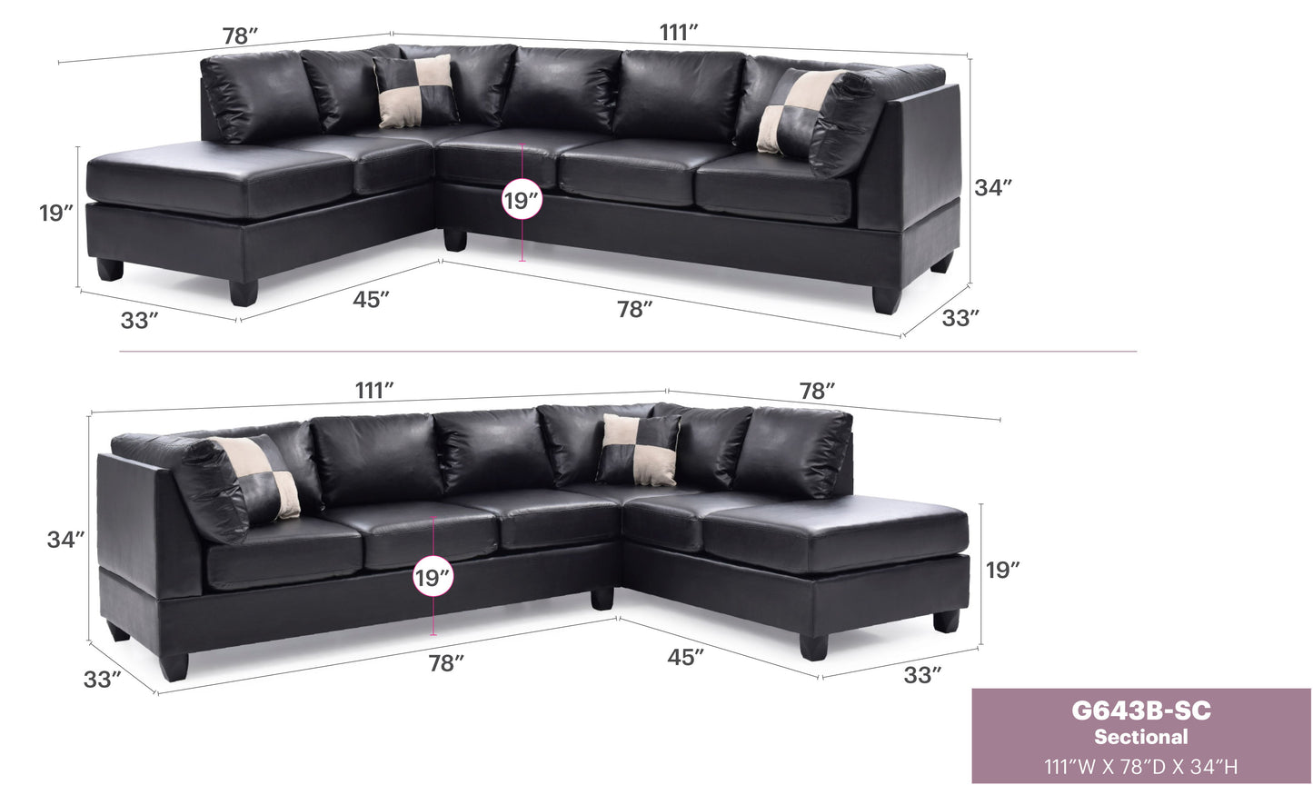 Malone - Sectional - Black