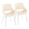 Fabrico - Mid-Century Modern Accent Dining Chair (Set of 2) - Chrome / Cream