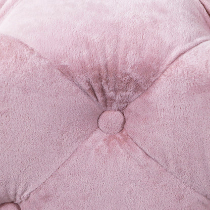 Modern Velvet Upholstered Ottoman, Exquisite Small End Table, Soft Foot Stool, Dressing Makeup Chair, Comfortable Seat For Living Room, Bedroom, Entrance - Pink