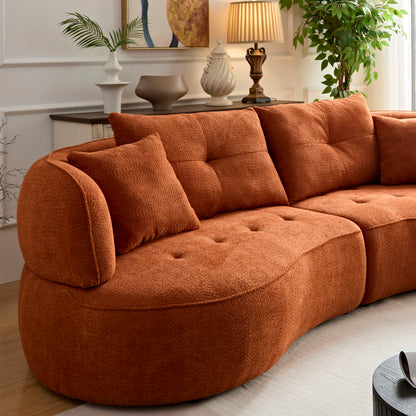 Modern Modular Sofa With Durable Fabric And Solid Wood Frame For 4 People - Orange