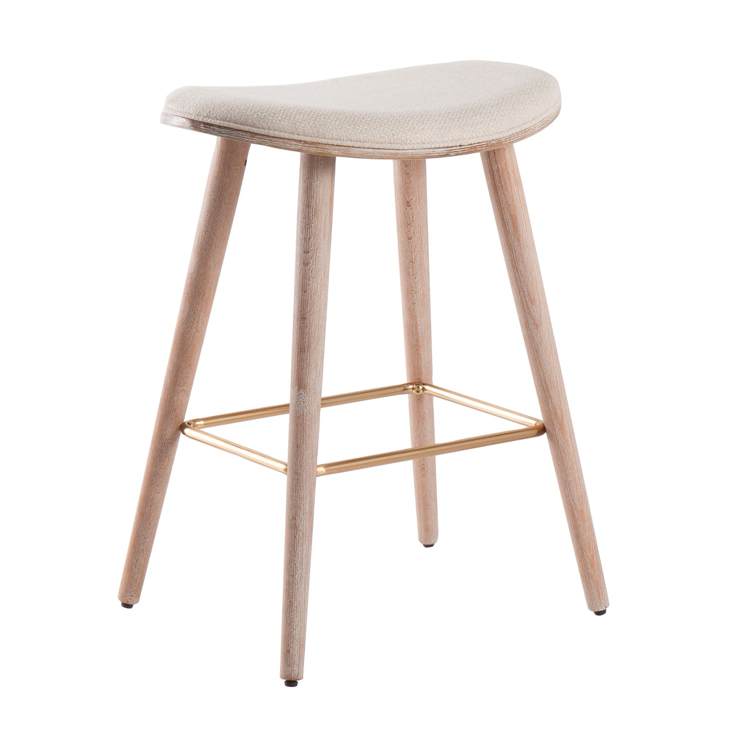 Saddle - Contemporary Counter Stool (Set of 2) - White Washed / Cream