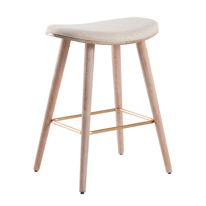 Saddle - Contemporary Counter Stool (Set of 2) - White Washed / Cream