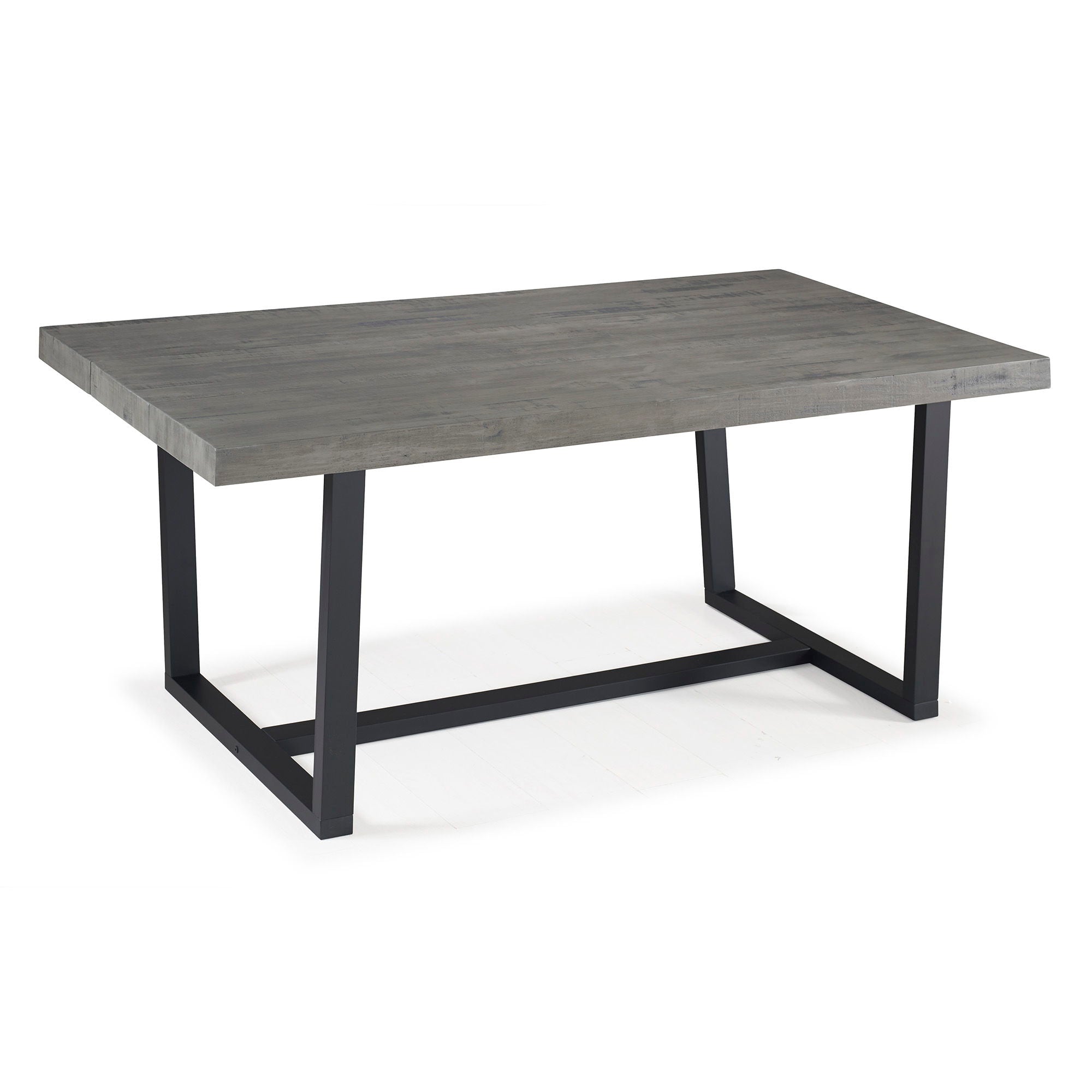 Modern Distressed Solid Wood And Metal Open Frame Dining Table - Gray