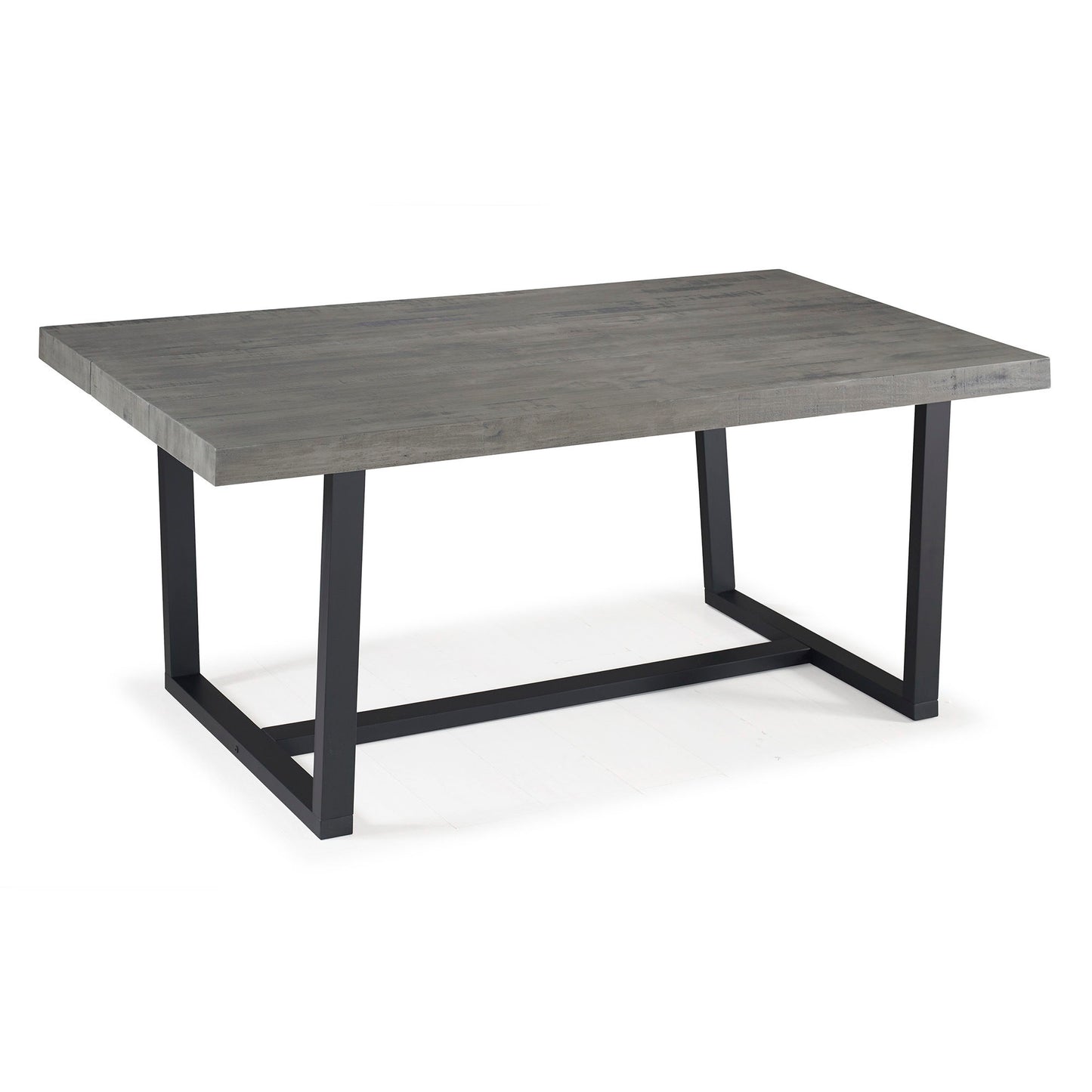 Modern Distressed Solid Wood And Metal Open Frame Dining Table - Gray