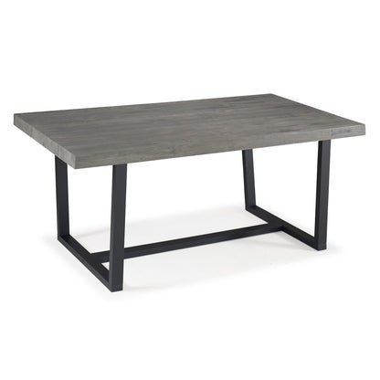 Modern Distressed Solid Wood And Metal Open Frame Dining Table - Gray
