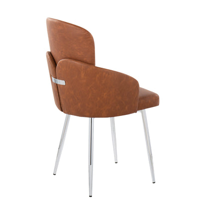 Dahlia - Contemporary Dining Chair (Set of 2) - Chrome / Camel