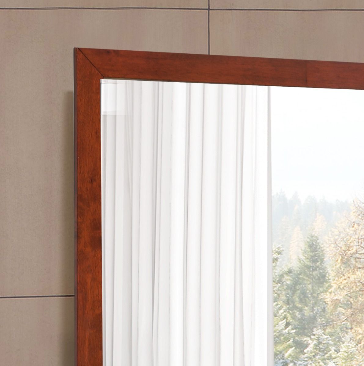Modern Design Transitional Wall Mirror - Cherry