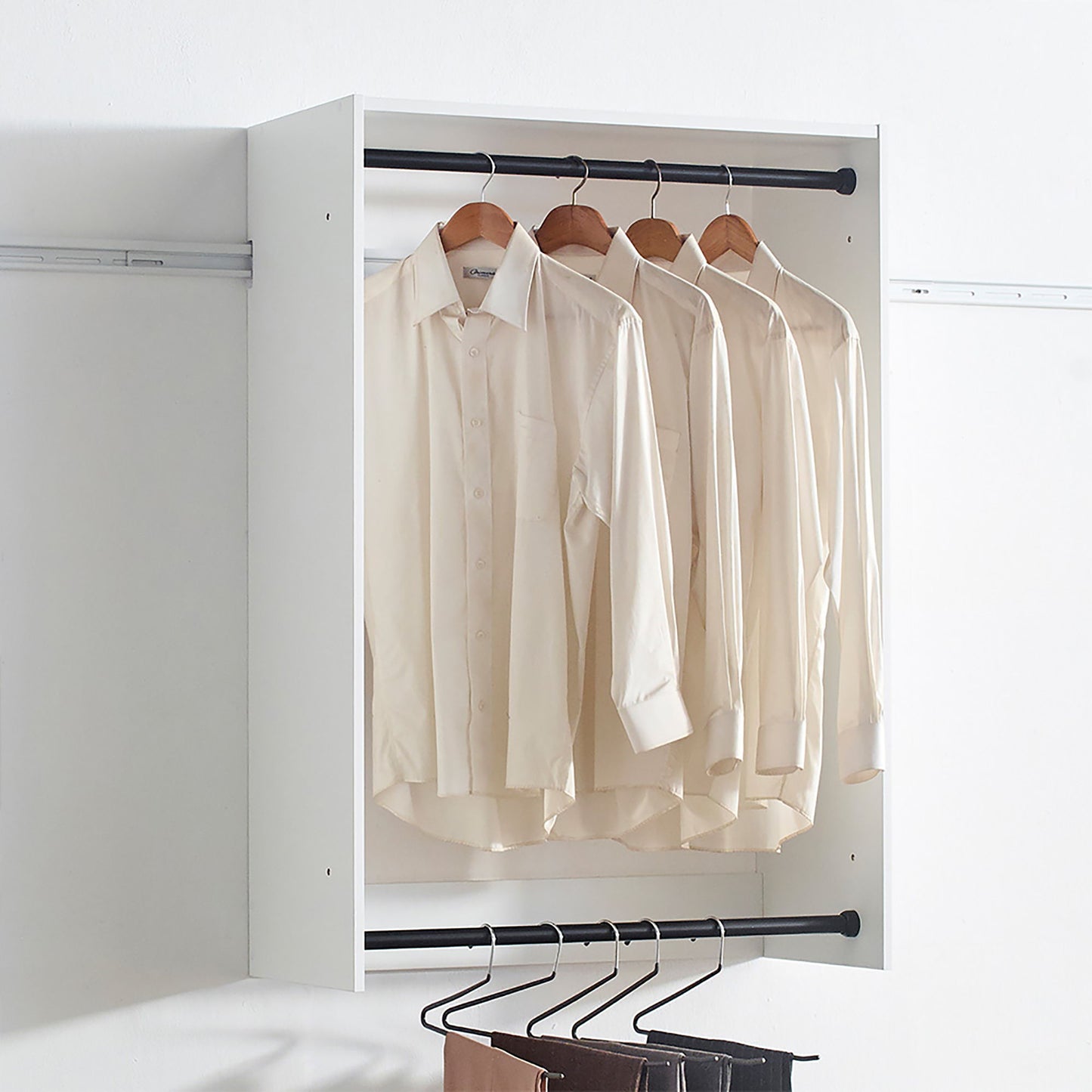 Devi - Wall Mounted Wood Closet System Modular Versatility And Warm - White
