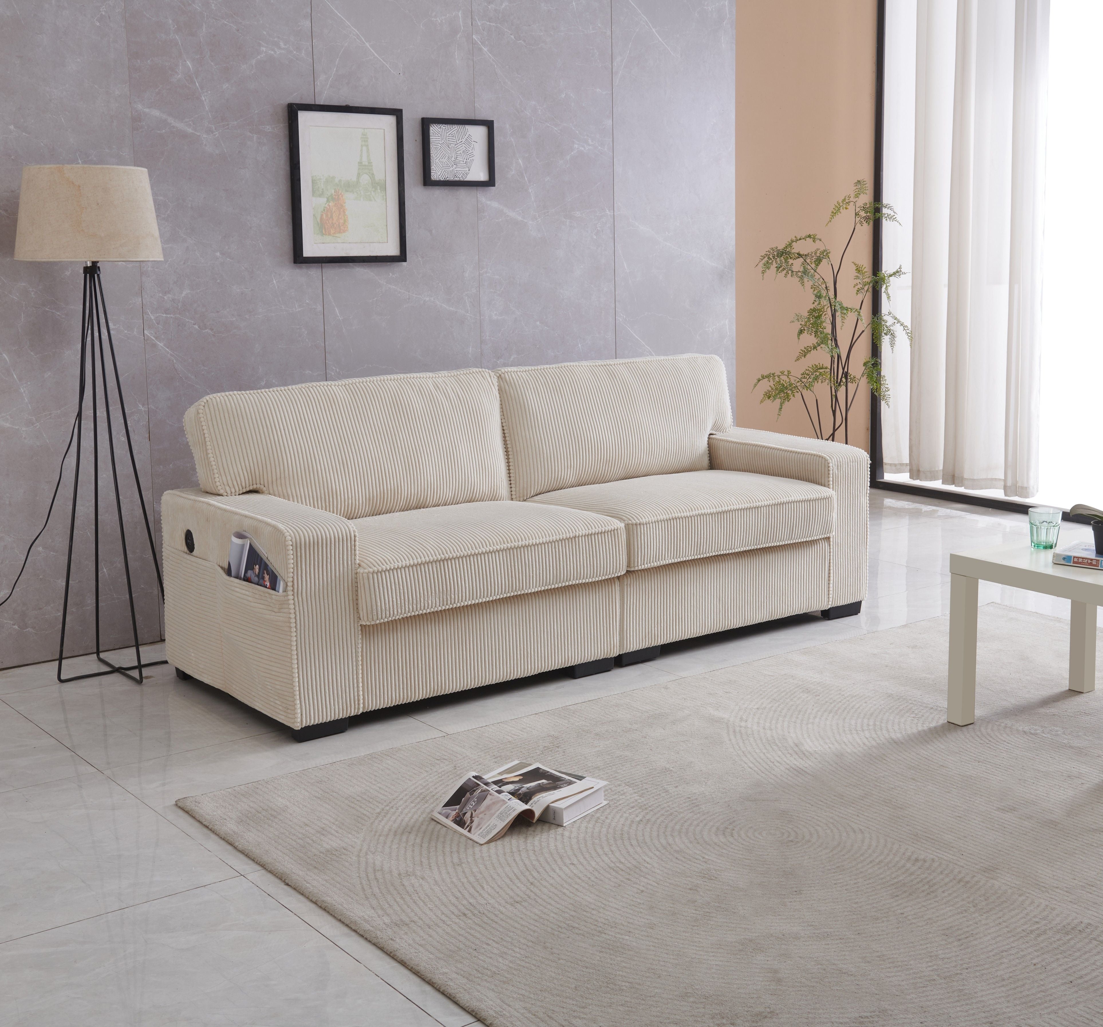 Stationary Loveseat - Cream