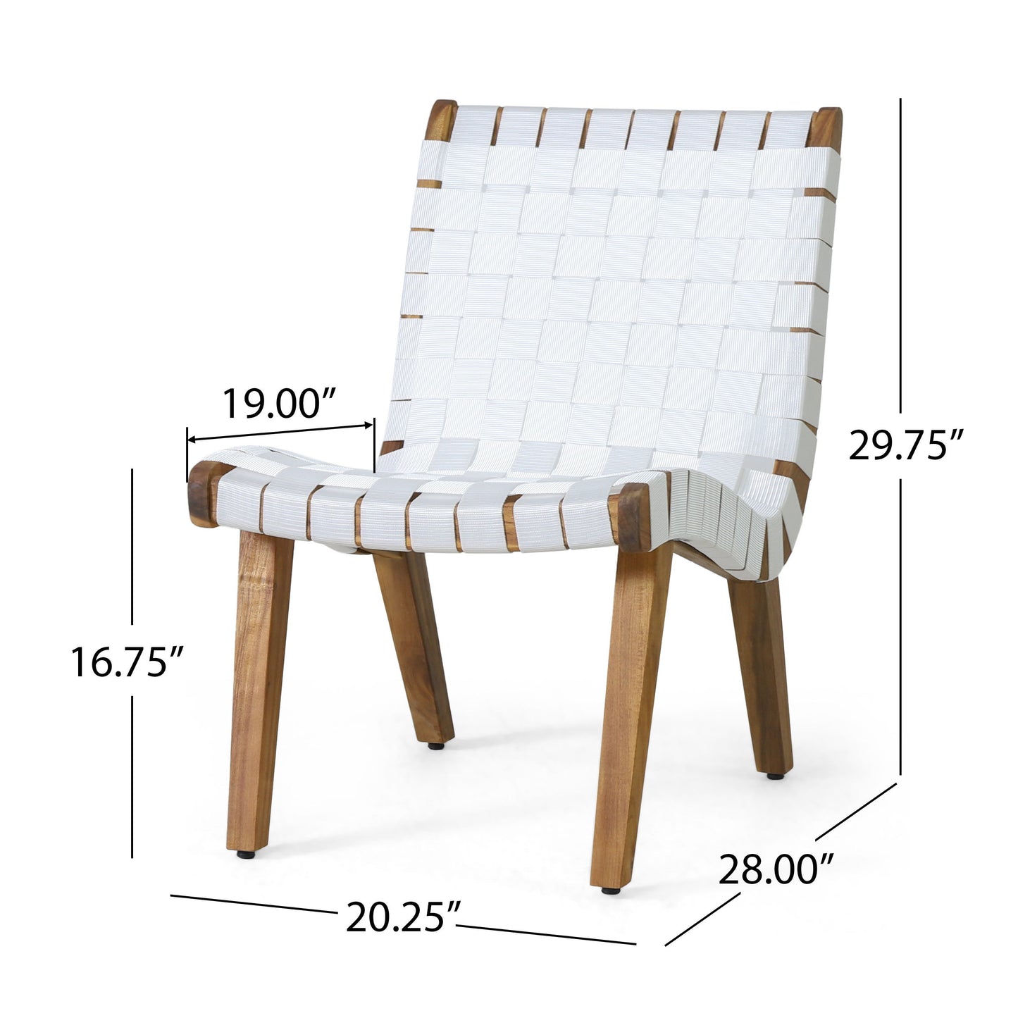 Outdoor And Rope Weave 3 Piece Chat Set - White / Teak