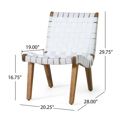 Outdoor And Rope Weave 3 Piece Chat Set - White / Teak