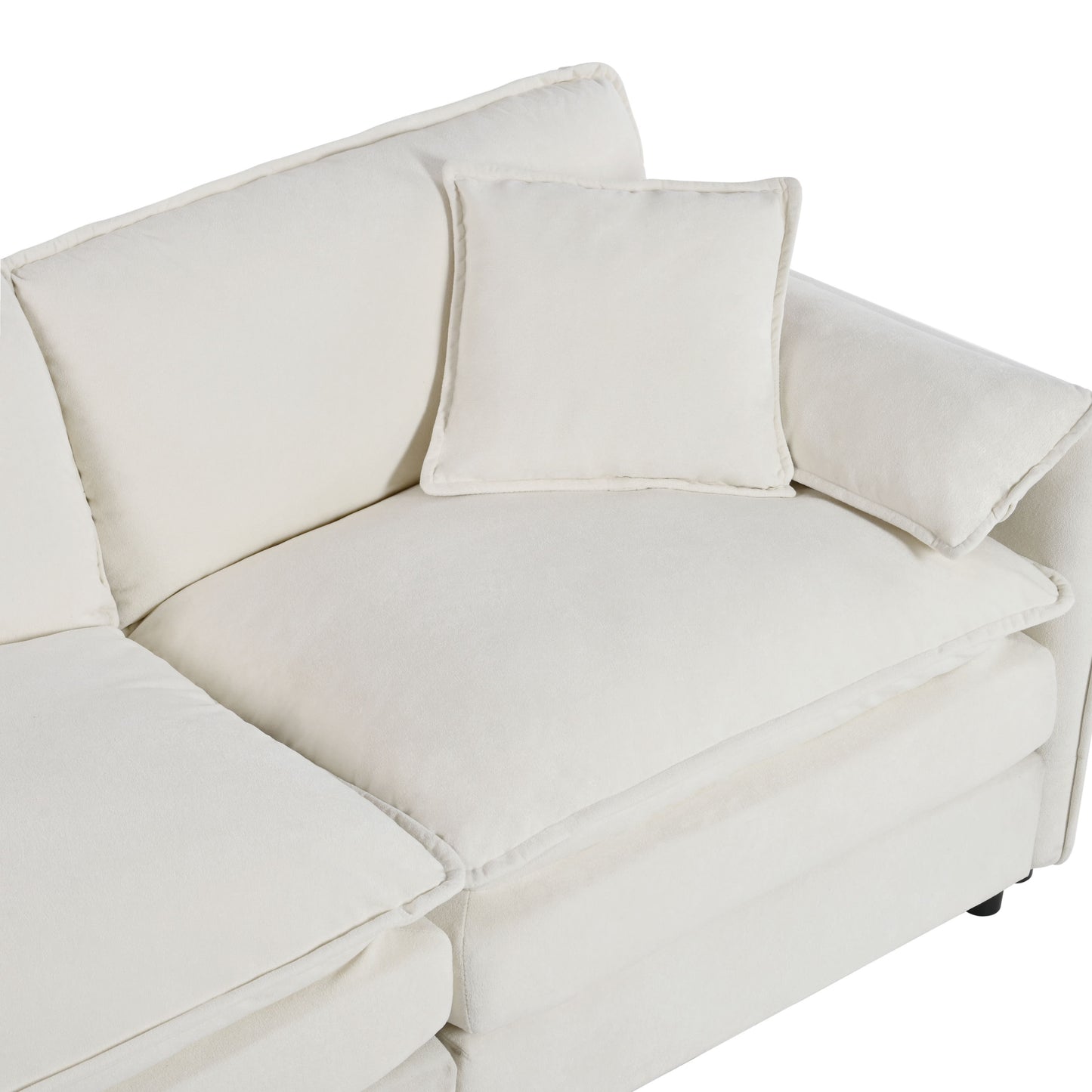 Modular Sectional Sofa Oversized Deep Seat L Shaped Couch Set With Movable Ottoman Beige
