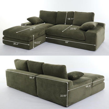 Modern Minimalist Modular Sectional Sofa Set, Upholstered Sleeper Sofa - Army Green