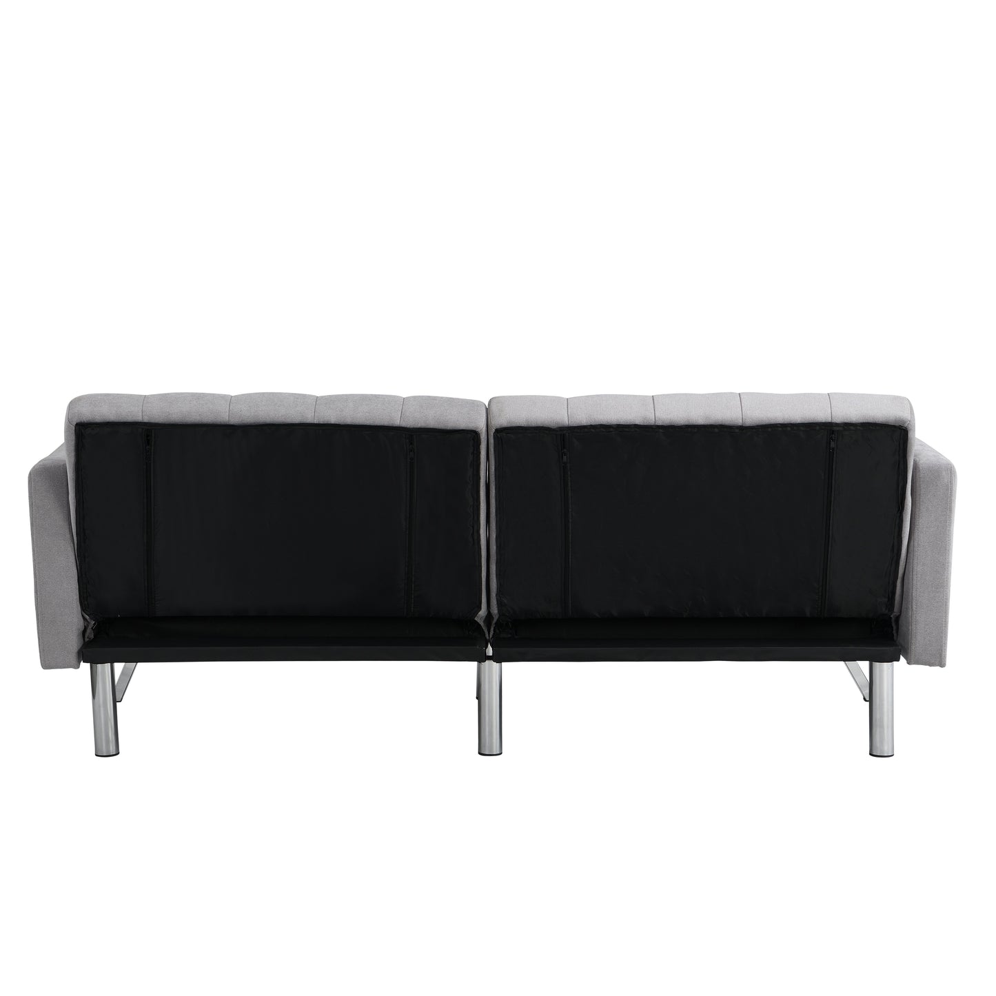 Futon Sofa Bed Convertible Folding Lounge Couch, Armrests - Light Gray