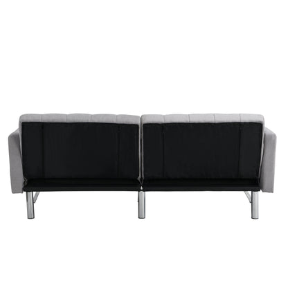 Futon Sofa Bed Convertible Folding Lounge Couch, Armrests - Light Gray