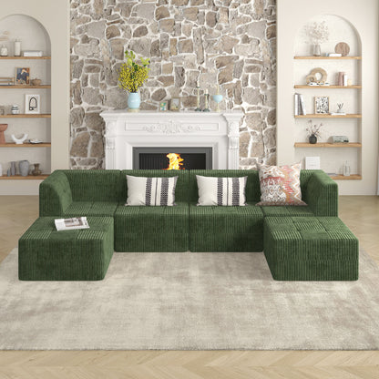 Modern Minimalist Corduroy Single Seat Sofa Comfy Sleeper Couch For Living Room Bedroom - Green