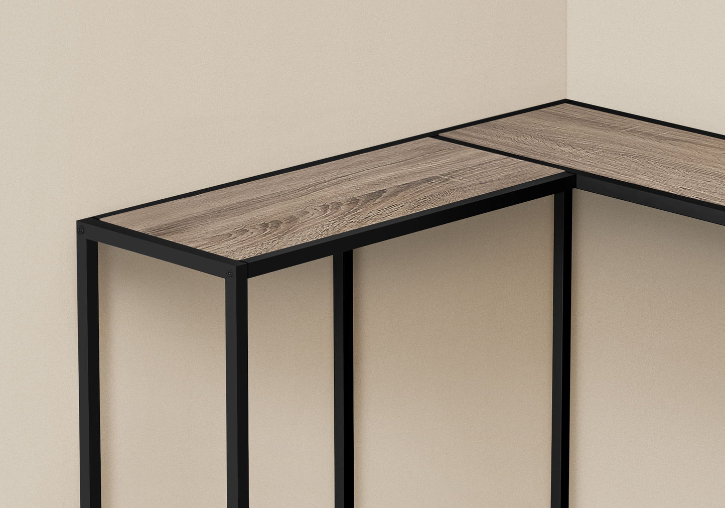 Corner Accent Console Table For Entryway, Contemporary And Modern - Taupe / Black