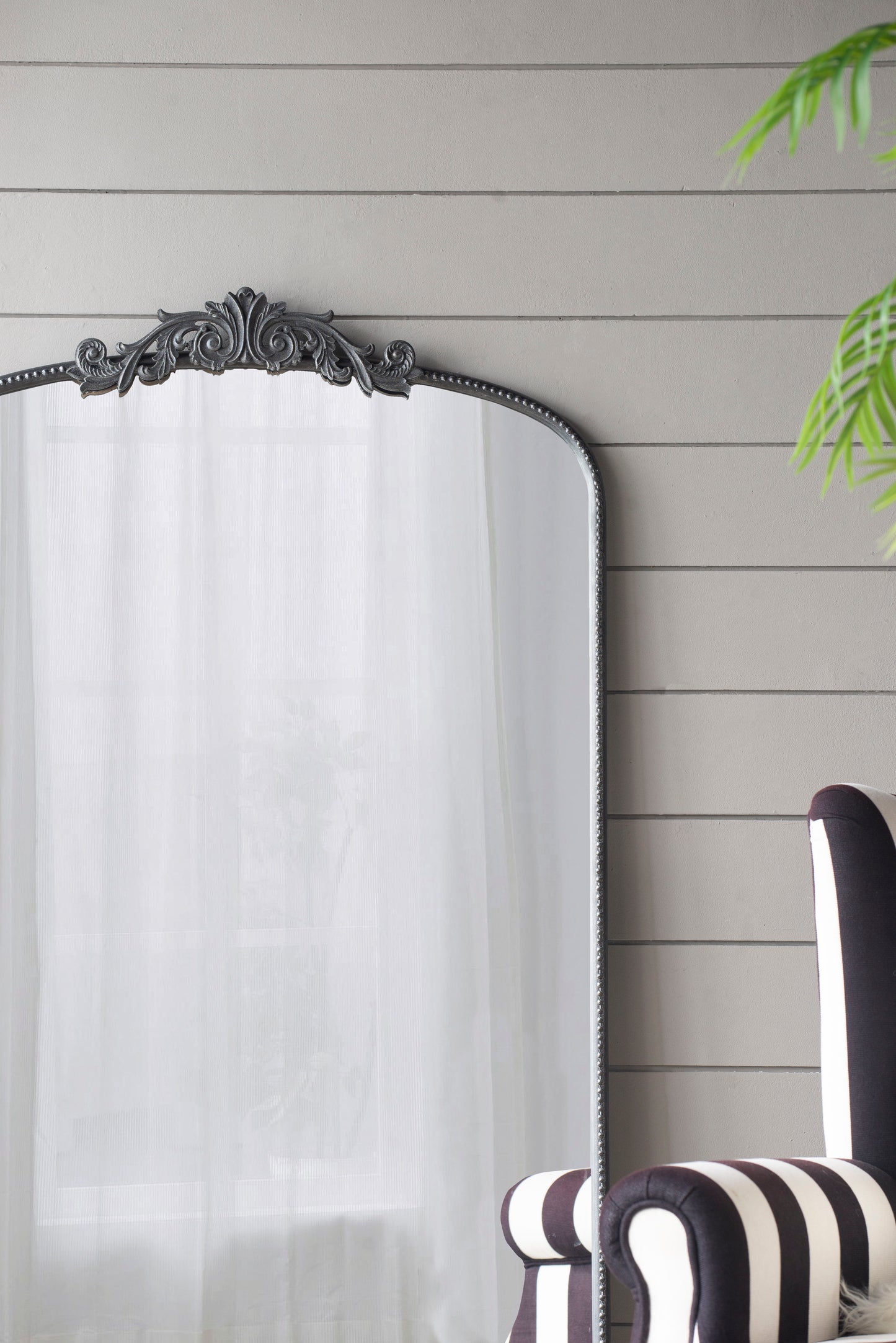 Full Length Mirror, Arched Mirror Hanging Or Leaning Against Wall, Large Mirror For Living Room - Black