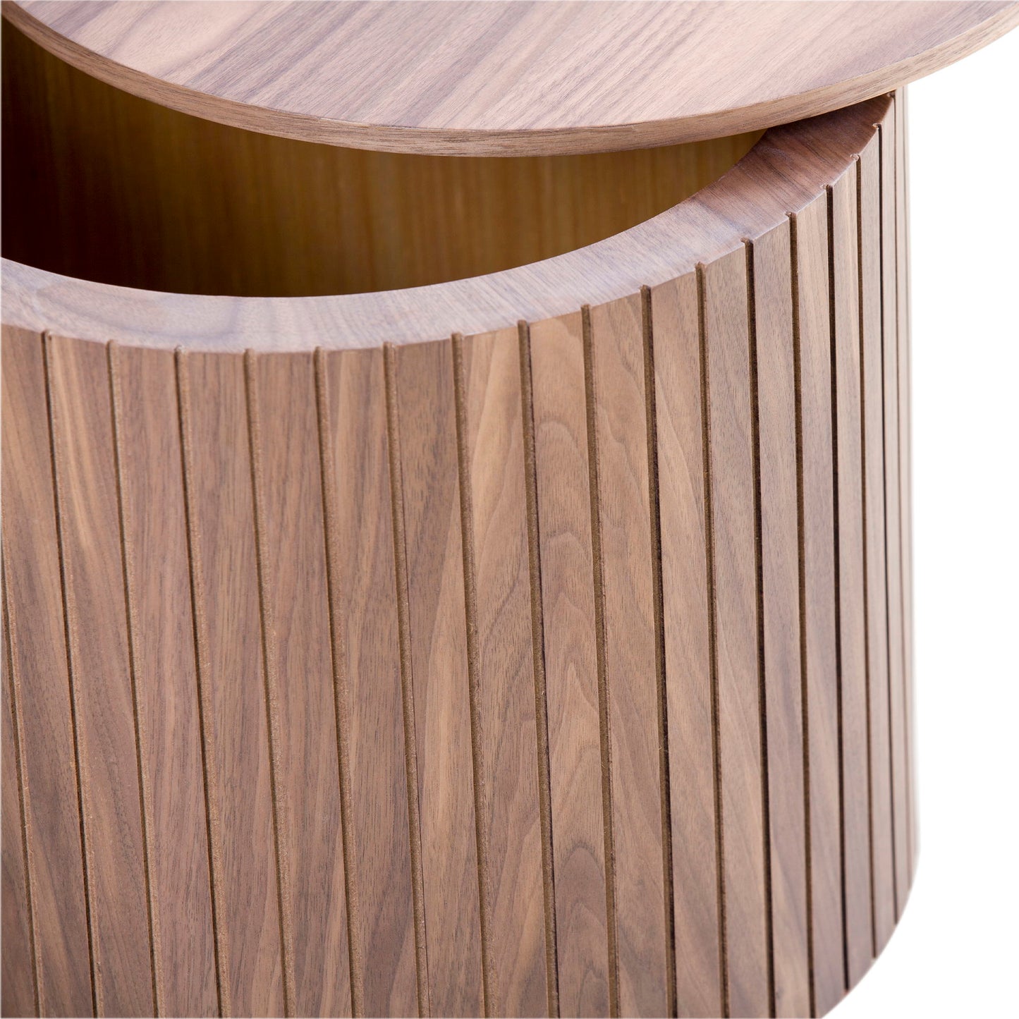 Handcrafted Nested Table Set 2 Pieces, Round Coffee Table - Walnut Color