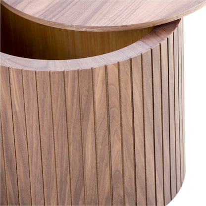 Handcrafted Nested Table Set 2 Pieces, Round Coffee Table - Walnut Color