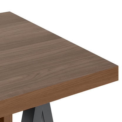 Sawhorse - Solid Walnut Veneer And Small Desk - Dark Brown