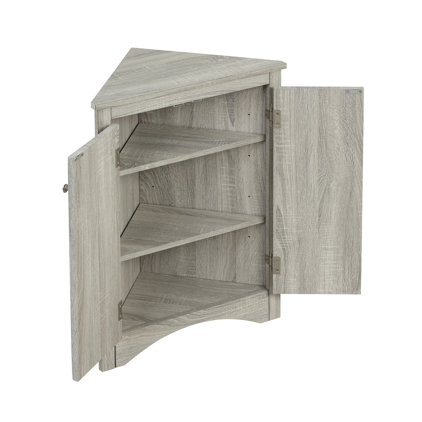 Triangle Bathroom Storage Cabinet With Adjustable Shelves, Freestanding Floor Cabinet For Home Kitchen - Oak