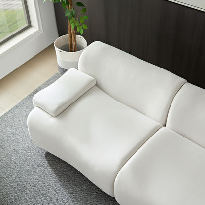 Strong Durable Fabric 4 Seat Sectional Sofa With High Density Sponge And Solid Wood Frame - White