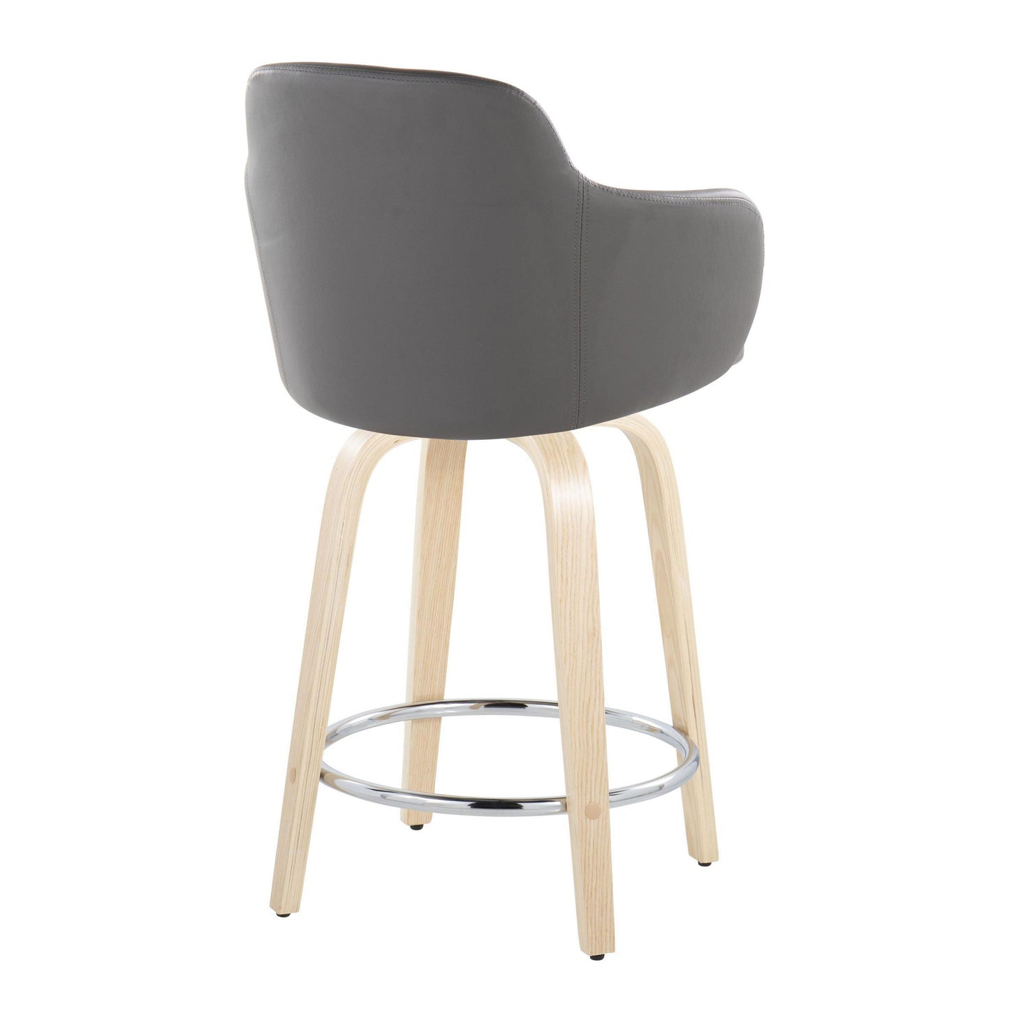 Boyne - Contemporary Fixed Height Counter Stool With Swivel With Round Footrest (Set of 2) - Natural / Gray