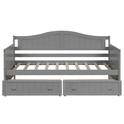 Twin Daybed With 2 Drawers, Sofa Bed For Bedroom Living Room, No Box Spring Needed - Gray