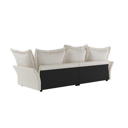 Modern Comfy Upholstered Sofa Cloud Couch, Deep Seat Couches With Multiple Large Soft Pillows, Convertible Deep Seat Chaise Longue For Living Room - Beige