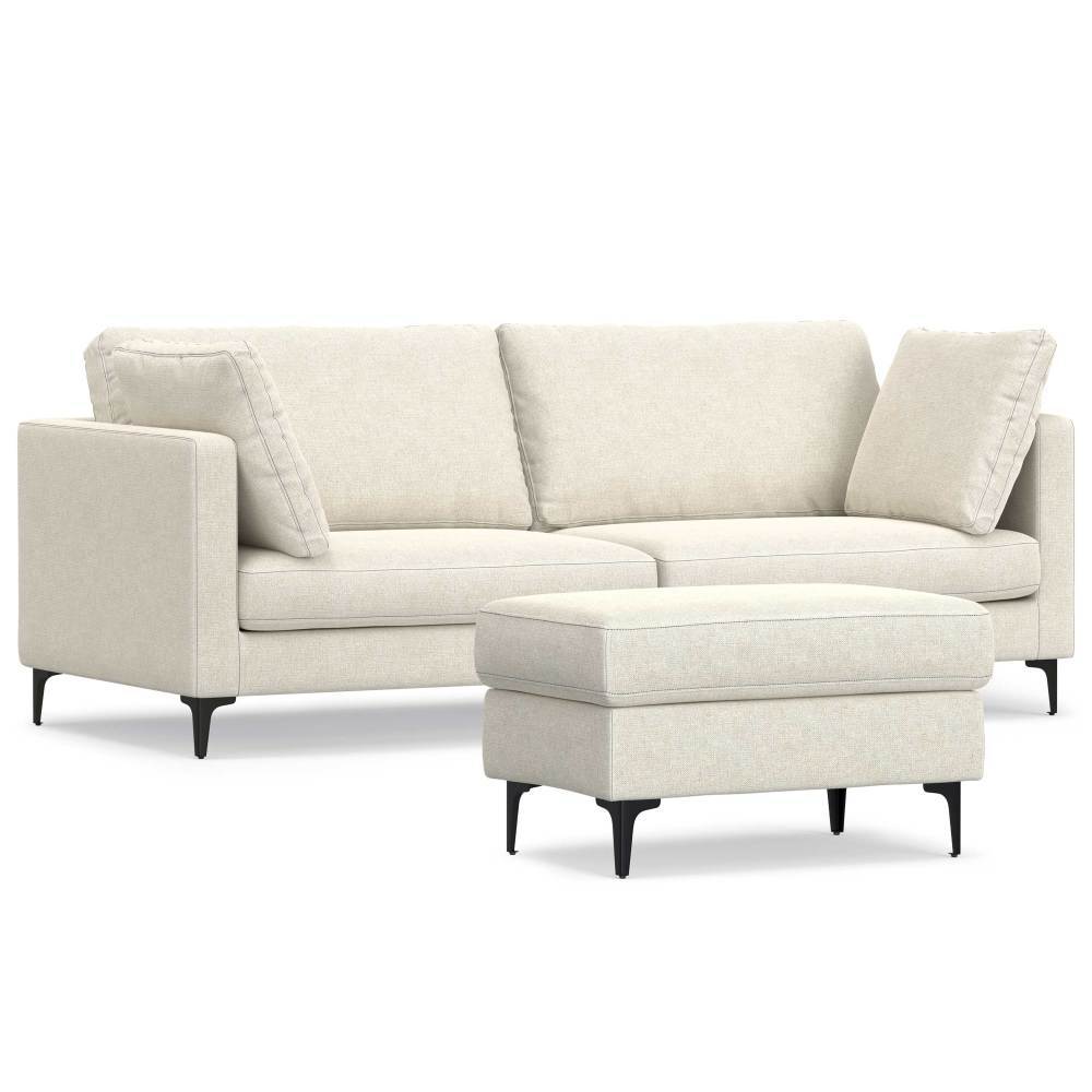 Ava - Mid Century Sofa With Ottoman Set - Cream