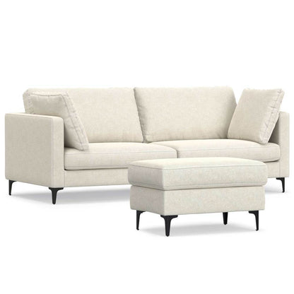 Ava - Mid Century Sofa With Ottoman Set - Cream