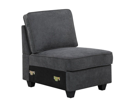 Leo - Woven 7 Piece Modular L-Shape Sectional Sofa And Ottoman - Dark Gray