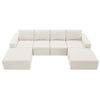 Modular U Shaped Sectional With Ottomans, Luxury Cloud Floor Couch With Deep Seat Fully Compressed Upholstered Sofa - Beige